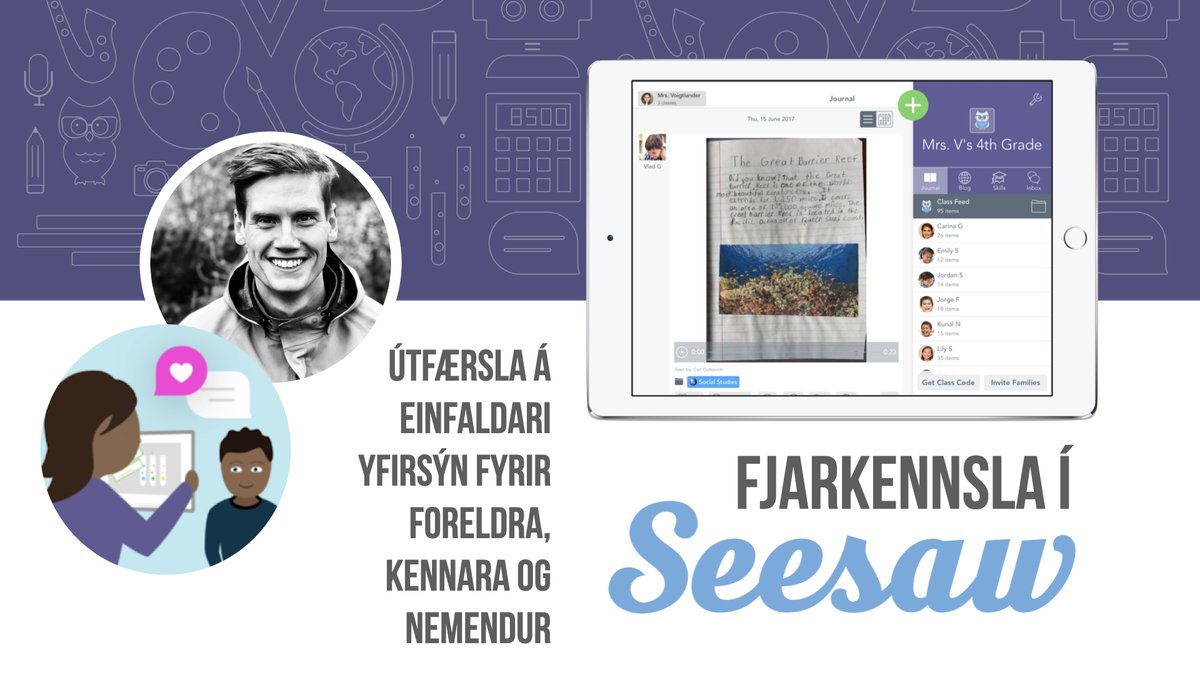 IngviHrannar's tweet photo. Fjarkennsla í Seesaw - Útfærsla á einfaldari yfirsýn fyrir foreldra, kennara og nemendur: https://t.co/QmXzeOd3TX #menntaspjall #utkall https://t.co/kXrT7eIVXr