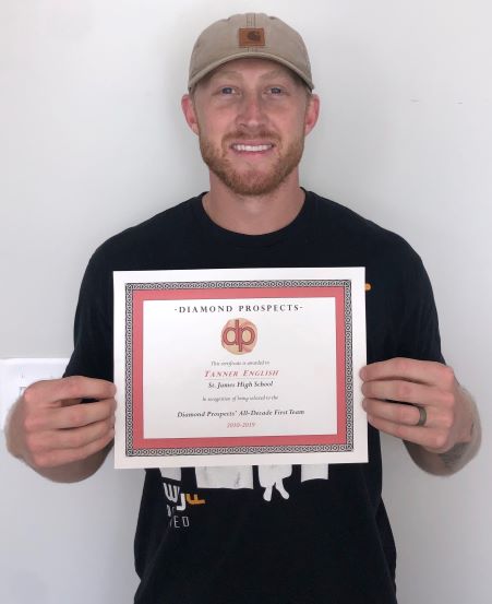 diamondprospect's tweet photo. Congrats to Tanner English for being a dp All-Decade 1st Teamer. Tanner was a 2011 graduate/state champion at St. James HS. English played at the Univ of South Carolina and was a 11th round selection by the Minnesota Twins in 2014, eventually playing AAA ball. #DPAllDecade https://t.co/Q4DI2DllZJ