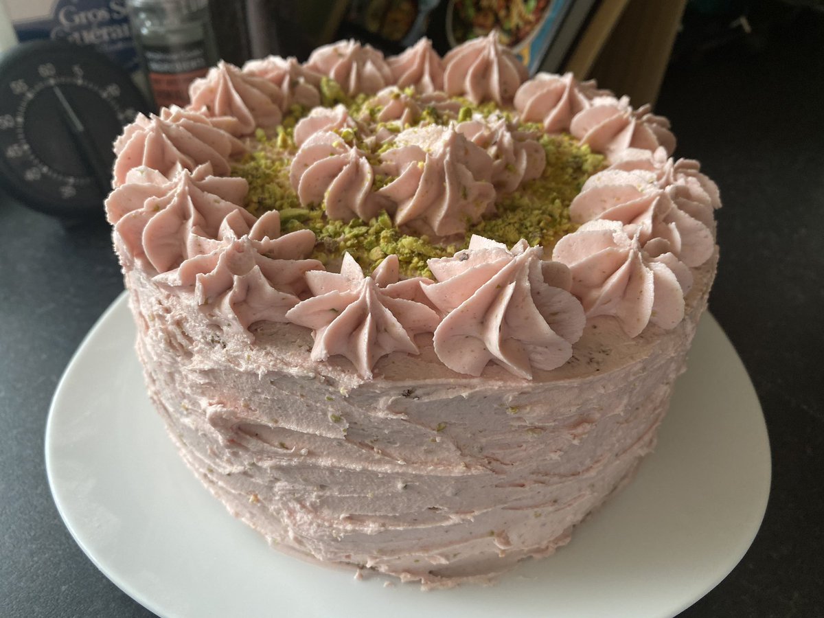 mrsjoannegrey's tweet photo. And the baking continues....Rose, cardamom and pistachio cake. #stayhome #makecake #feedingthefamily https://t.co/owSGRyT1cA