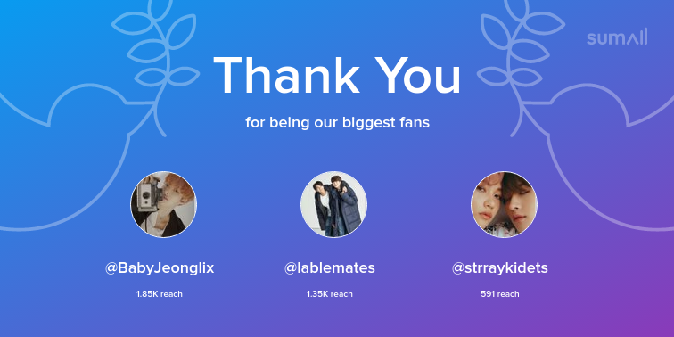 Our biggest fans this week: BabyJeonglix, lablemates, strraykidets. Thank you! via sumall.com/thankyou?utm_s…