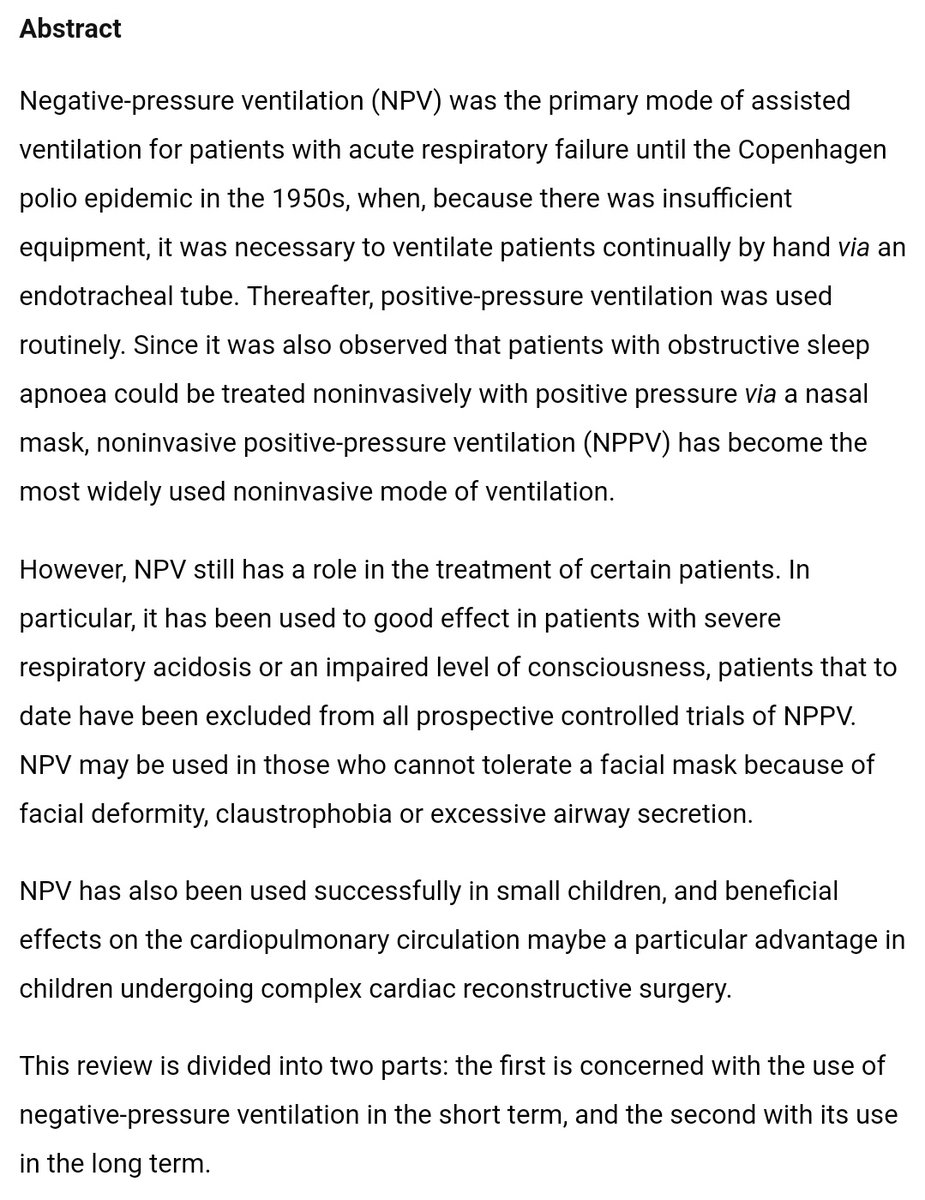 In some regions, negative-pressure ventilation was the standard of care until polio overwhelmed available equipment. Positive-pressure methods prevailed thereafter. https://erj.ersjournals.com/content/20/1/187Note again that financial and logistical, not medical, considerations drove the change.