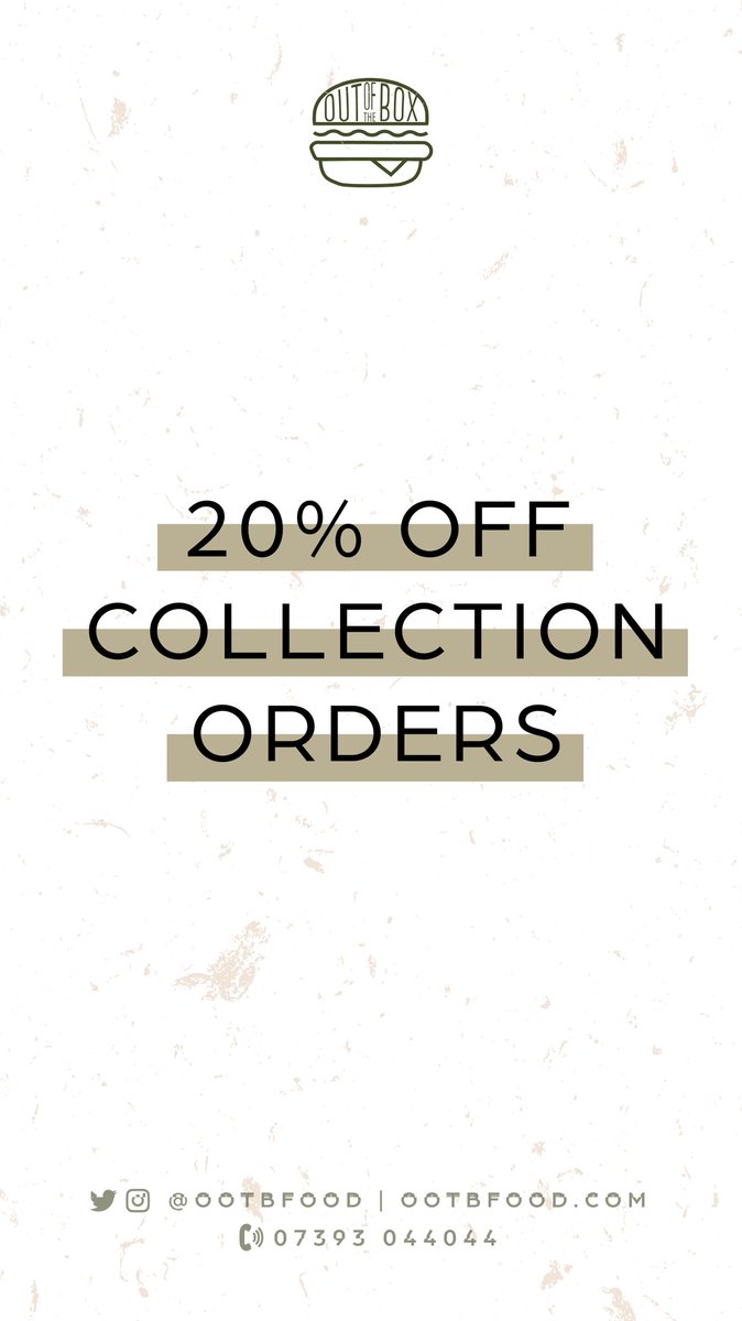 TODAY'S SPECIAL OFFER...

20% OFF ALL COLLECTION ORDERS 😋.

Must show us or mention promo offer when collecting!