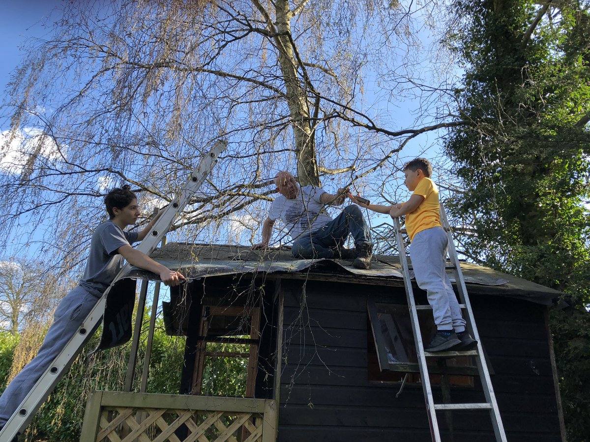 steph13_1's tweet image. @StCathsofSiena @St_Caths_Orione we are taking the no home schooling option, Andrew will be learning life skills over the next few months, Andrew re-felting the Wendy house today #imnoteacher  #hatsofftoteachers #nogilt #familytime