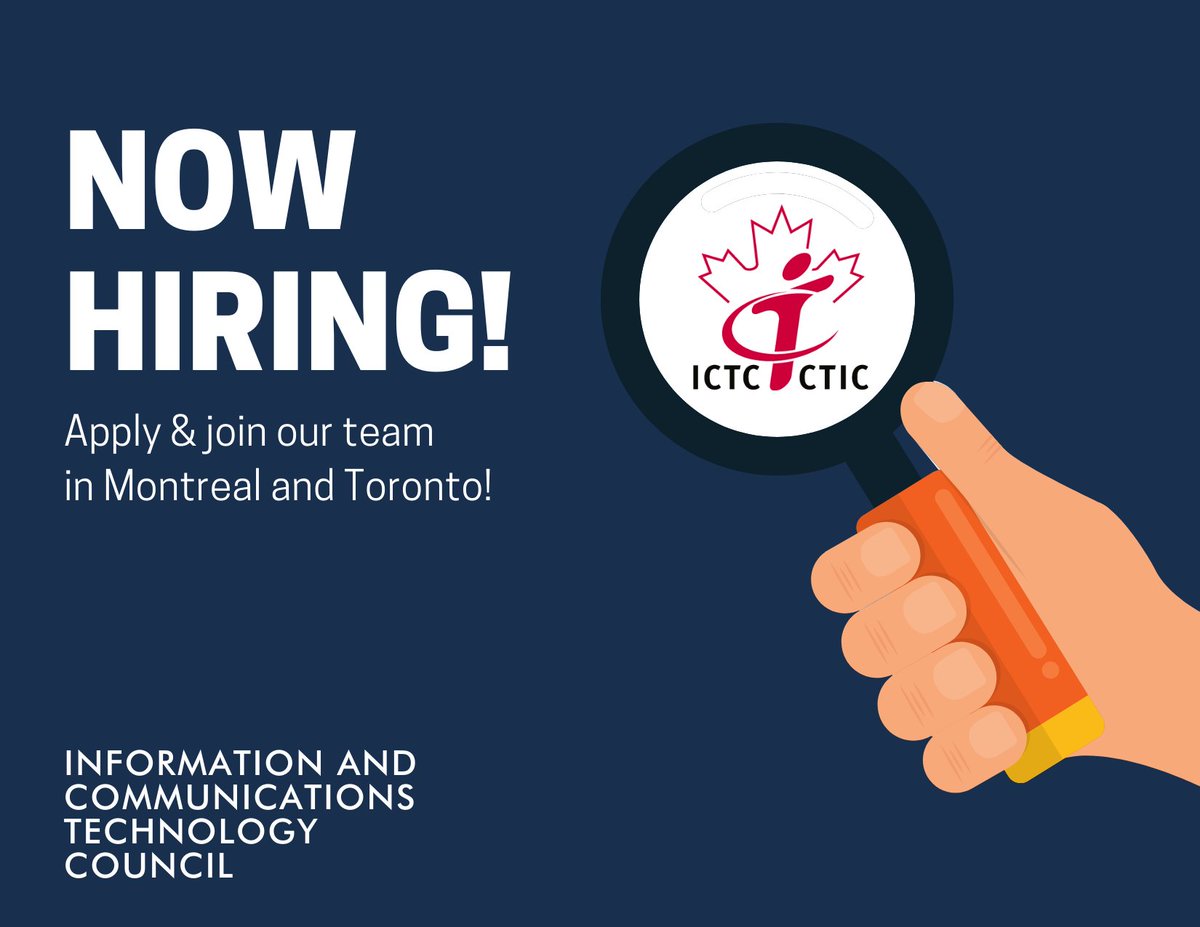 ICTC_CTIC's tweet photo. Our Capacity Building and Innovation team is looking for a Bilingual Senior Program Manager to join our team in Montreal! 

Check out all our open positions here: https://t.co/ZyfG51i50a

#montreal #jobs #programmanger #bilingual https://t.co/FLCRYU0SZz