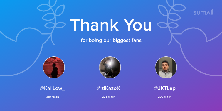 Zeetwy7's tweet photo. Our biggest fans this week: KaiiLow_, zlKazoX, JKTLep. Thank you! via https://t.co/vBRF2TiUjl https://t.co/GhaXdWSSSi