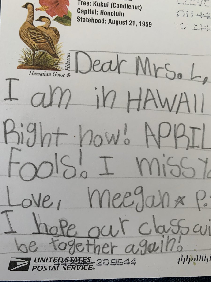 MrsLukingbeal's tweet photo. You got me! Very clever. The lost art of letter writing is alive and well in second grade. Who could you write a note to today? Don’t forget to include the words...write back! https://t.co/c6s6tnz2XZ
