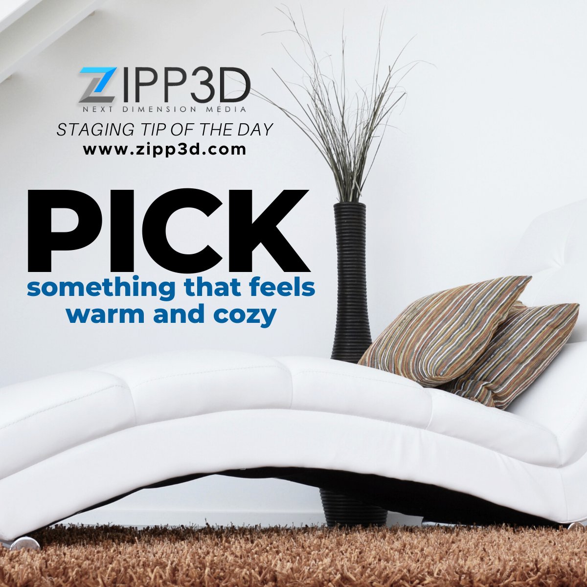 Zipp3D's tweet photo. Warm and cozy spaces always convey that well-lived in homes that prospective buyers love.🏡❣️

👉Read more tips here: https://t.co/5pLFxlftRY

#proptech #zipp3d #homestaging #homedesigntips #homestylingmadeeasy #homeinteriorideas #warmandcozy #homestagingtips #cozyhomes #homes https://t.co/yJtj4v5l9m