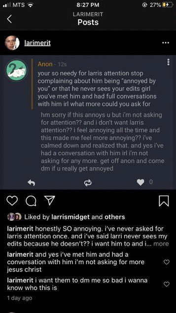 he also allegedly (i do not know if it's true or not but mostly everyone is saying it is, so i don't find it that relevant because there's no proof it was him but i still wanted to include it) sent these on  @adorablelarri's cc