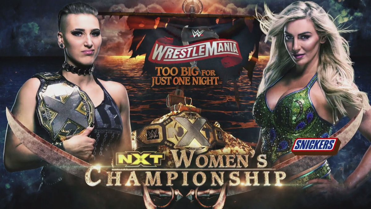 At  #WrestleMania  ,  #WWENXT    #WomensChampion  @RheaRipley_WWE looks to continue her streak of dominance against  #TheQueen  @MsCharlotteWWE!