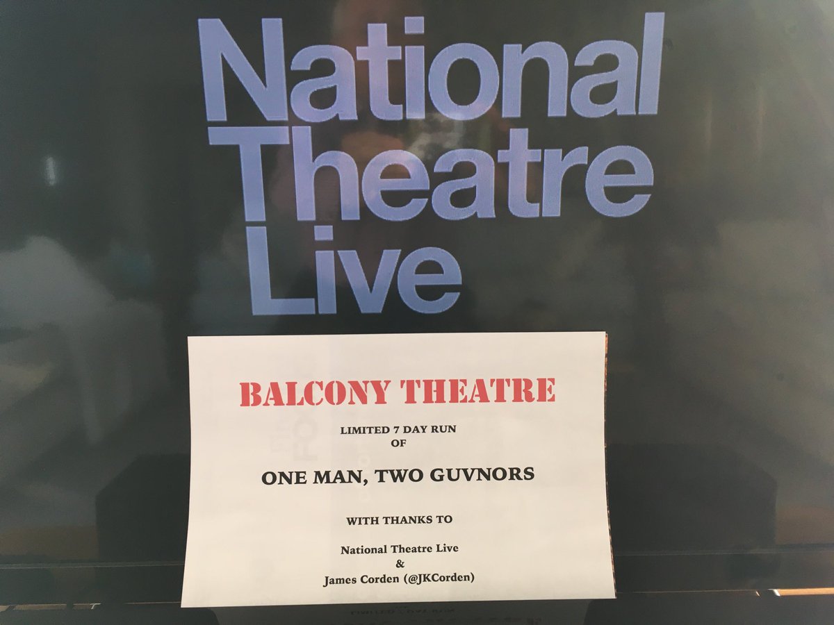 Nico_How's tweet image. Just back from a night at the Theatre.  Brilliant hilarious play. Thanks to ⁦@NTLive and @JKCorden. #OneManTwoGuvnors #NationalTheatreAtHome