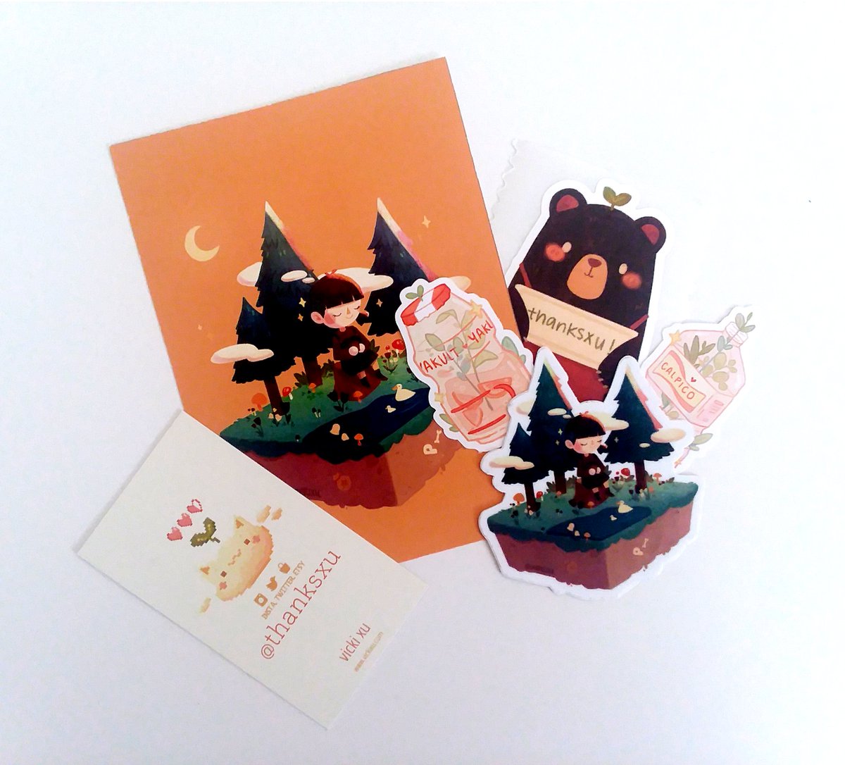 Melodrix's tweet image. My mini print + stickers from @Thanksxu arrived in the mail today!
aaaa look how cute they are!!❤️