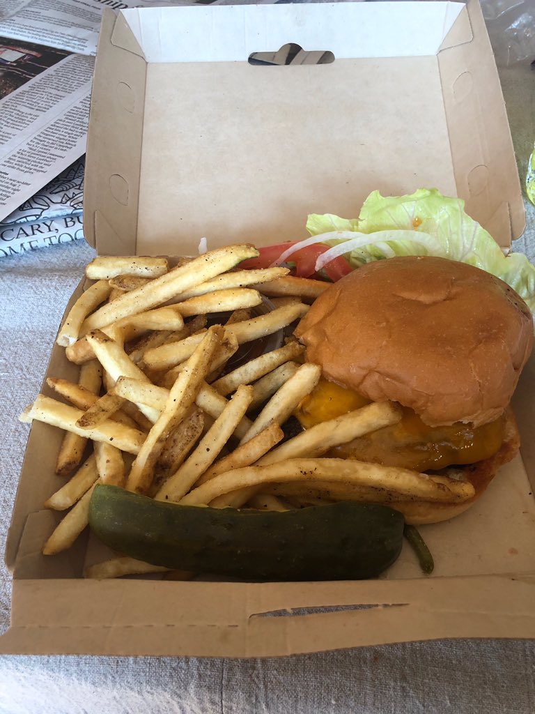 Great burger from <a href="/redcow_mn/">Red Cow</a>! Thanks to folks making food for carry out. 🍔 ➡️ 🏡