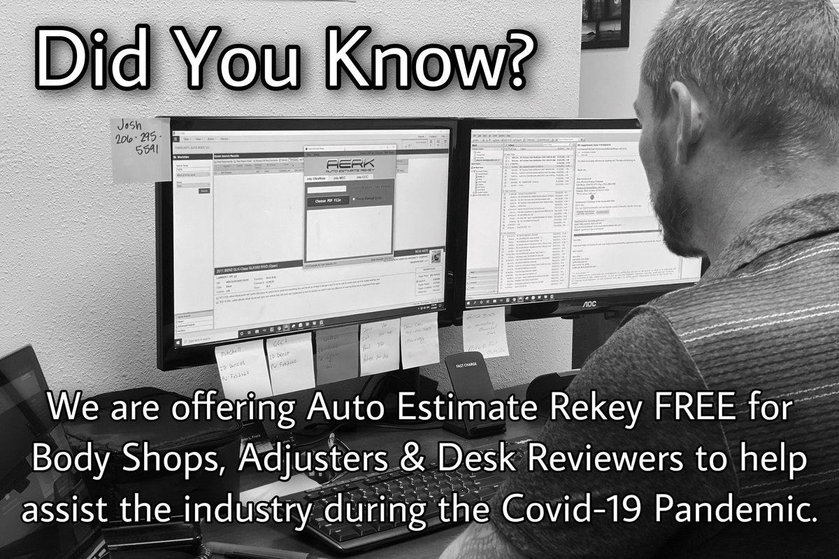 KriTechSoftware's tweet image. We are offering Auto Estimate Rekey FREE for Body Shops, Adjusters &amp;amp; Desk Reviewers to help assist the industry during the Covid-19 Pandemic. Call (949)922-0018 or go to kritech.net for more information.