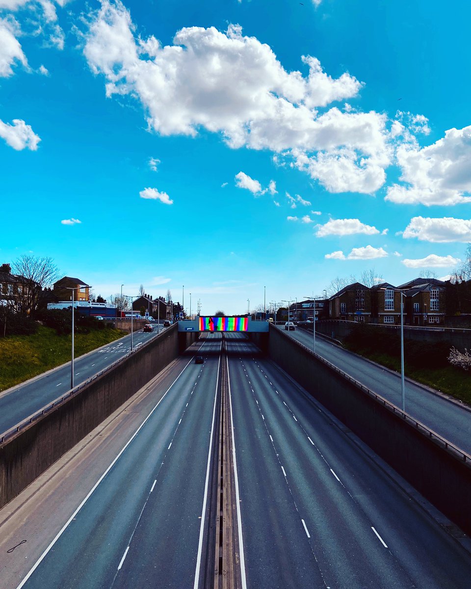 Blue sky, no cars, A2 overpass 2pm. 
#socialdistancewalk #charltonse7 #blackheathstandard