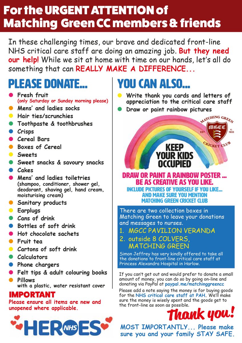 MatchingGreenCC's tweet photo. Please help ⁦@NHSHarlow⁩ frontline staff. https://t.co/nFZMQdIMAL