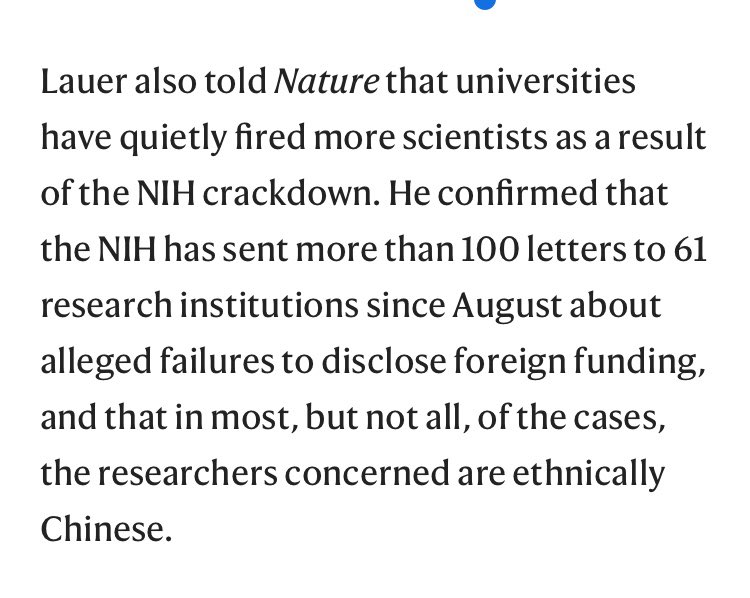 (Koch funded MIT)thread Chinese origin protest toxic US climate.“None of this has anything to do with racial profiling.”These are all very specific types of behaviours that get to the heart of NIH’s ability to make fair and unbiased funding decisions.” https://www.nature.com/articles/d41586-019-02063-z