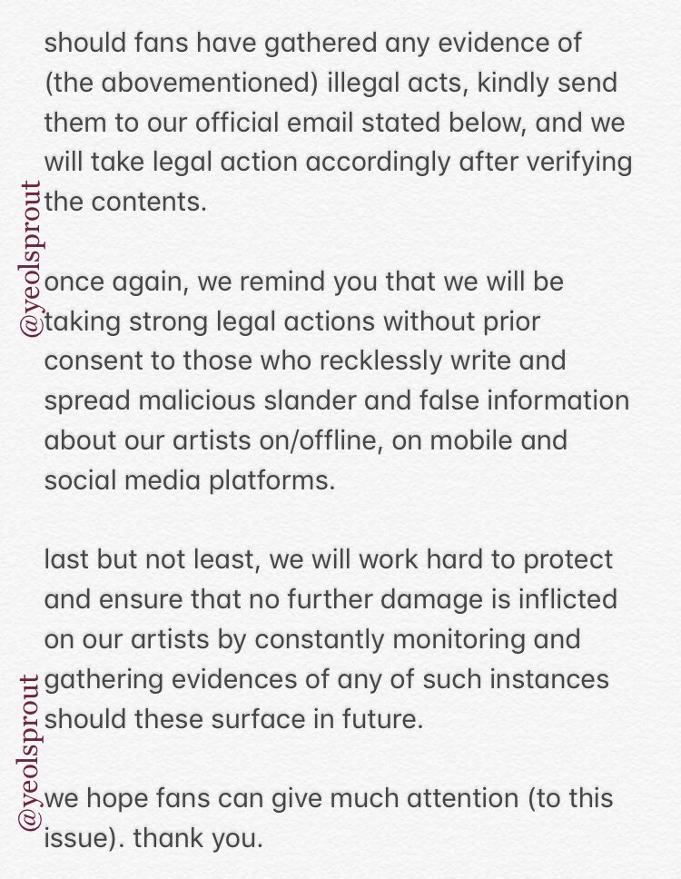 I don't recall woollim taking any actions against the man, but 2 days after the first incident, woollim released a statement that they would be taking legal actions against people who personally attack all wlm artists online or offline. https://twitter.com/EUNSANATION/status/1246372497043279872?s=19