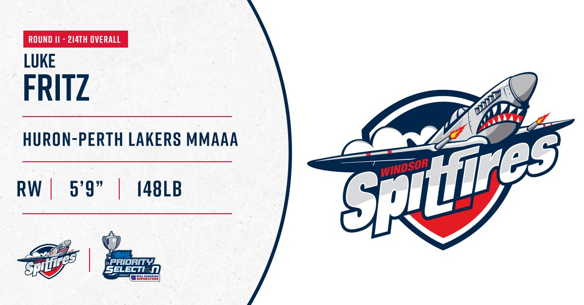 The Windsor Spitfires are proud to select Luke Fritz with the 214th overall pick in the 11th Rd of the 2020 #OHLDraft Luke comes from the Huron-Perth Lakers MMAAA! Welcome to the Spitfires, Luke! #WinWithin