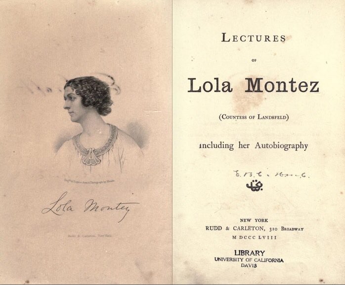 Lola settled in New York City after her tour of Australia (1855–56) where she started writing & became a lecturer on such topics as fashion, gallantry, and beautiful women.
