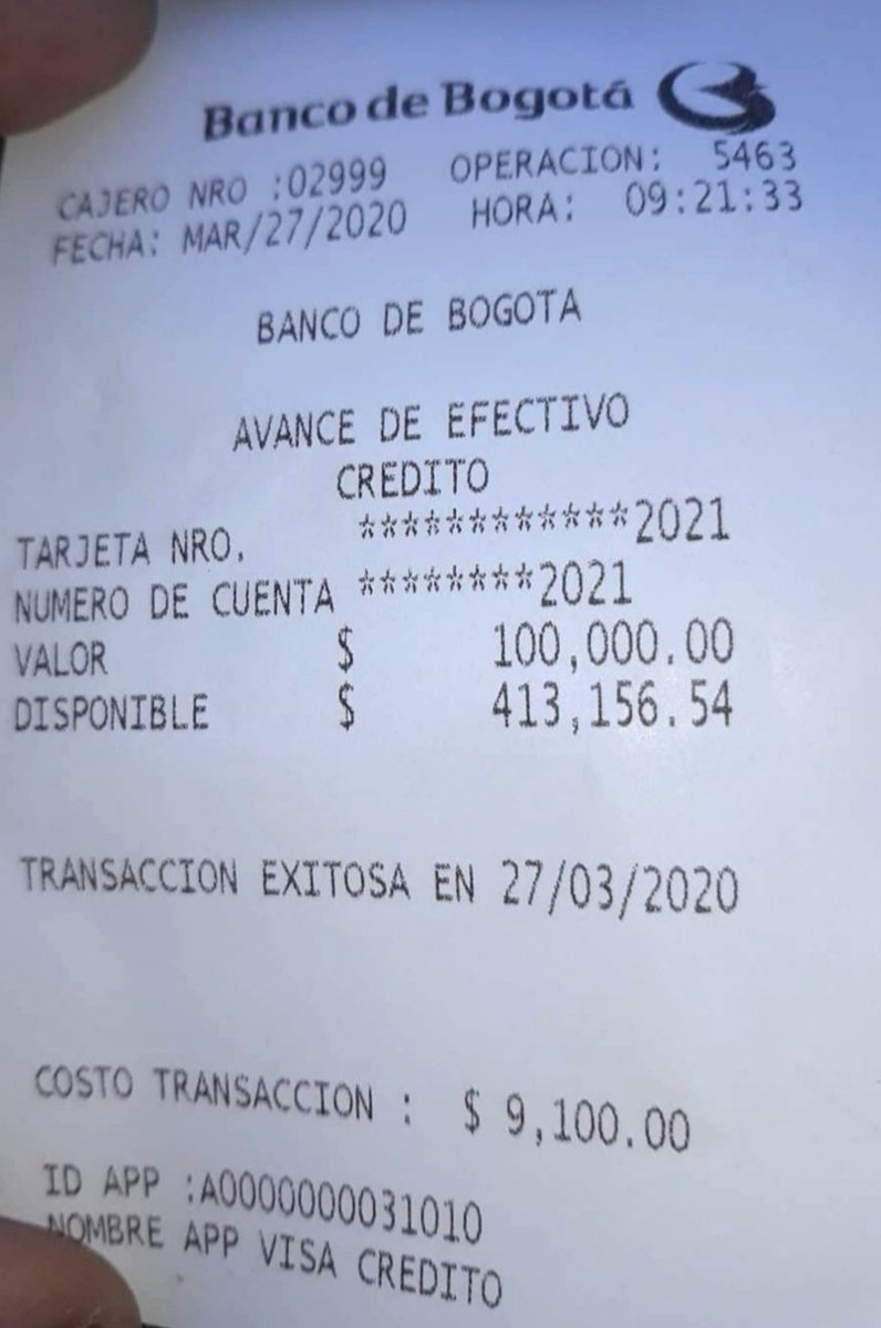 TwiterosCali's tweet image. #ATENCIÓN | La ayuda de los bancos en tiempos de cuarentena.
*Costo transacción $ 9.100: @TodosporCali_
 #DenunciasCiudadanasPalmira