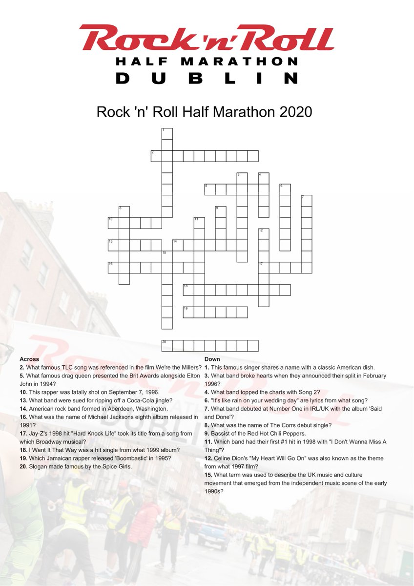 RnRDublinHalf's tweet photo. The 1990s were a golden decade in music history. Test your knowledge with the ultimate 90s quiz below! 🎶 #RnRDublin https://t.co/Uh6u39zOuz