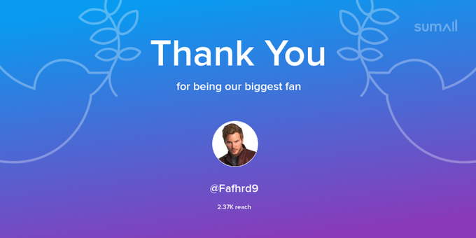 Our biggest fans this week: Fafhrd9. Thank you! via https://t.co/TgunTduqCU https://t.co/SqYV7MRqgg