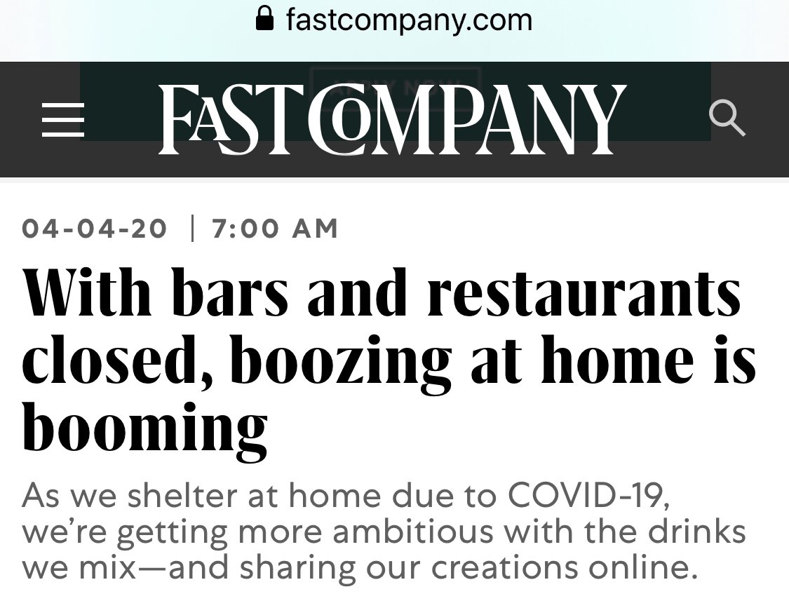 “People aren’t able to go out to bars or restaurants. So they’re doing it all at home, and they’re trying new products, and they’re being more creative,” says <a href="/Absinthia/">Absinthia</a> Vermut, a Bay Area beverage entrepreneur. Her company, <a href="/NickelDimeSyrup/">NickelDime</a>, is taking off...” <a href="/FastCompany/">Fast Company</a>