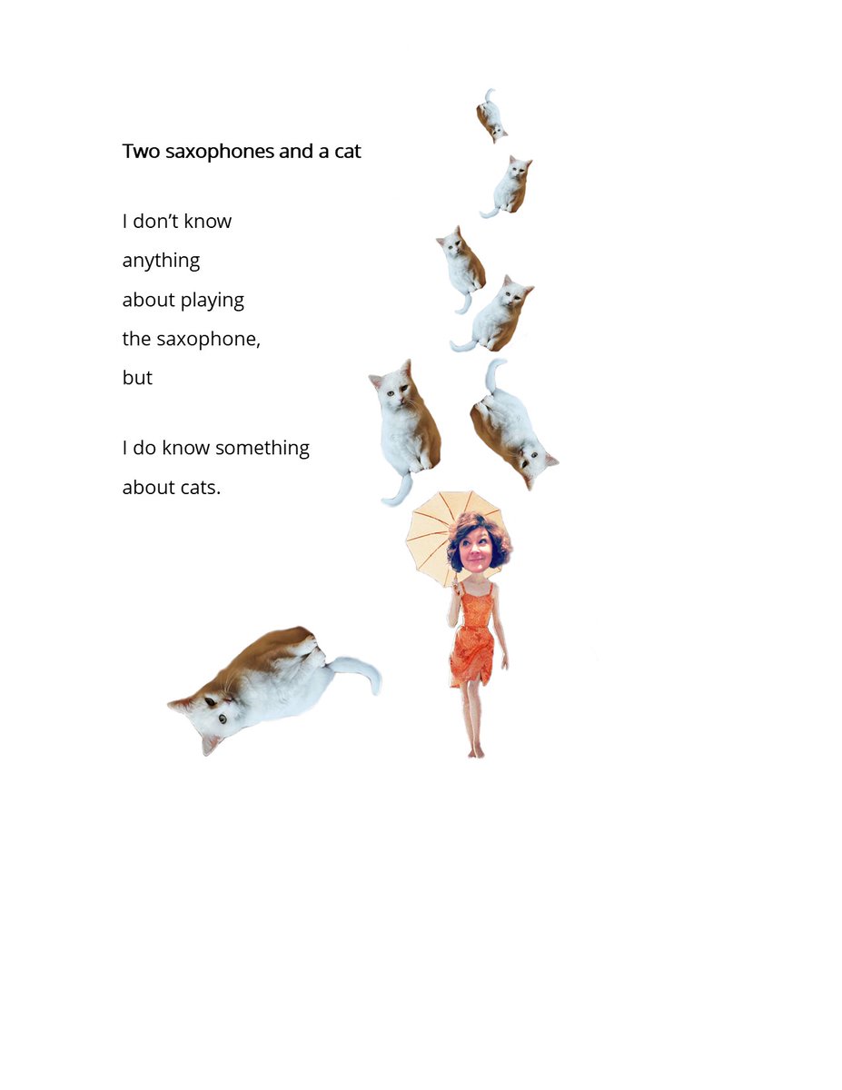 It's National Poetry month! Here's a new poem from my new chapbook - Deluge in a paper cup -  coming out on April 15! 

Two saxophones and a cat. Art by 
<a href="/ChantalCalato/">Chantal Calato</a>

#NationalPoetryMonth #poetry #poems