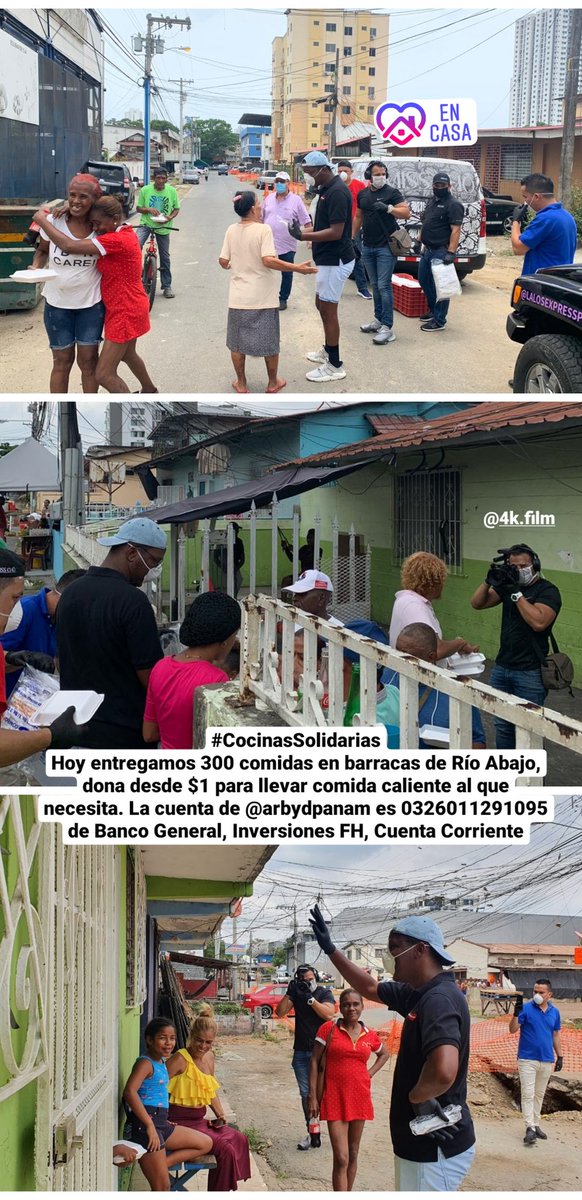 frobinsonpty's tweet photo. No es momento de cuestionar a las personas, sino, de ser #Solidarios hoy repartimos 300 comidas calientes en diversas barracas en Río Abajo.
Personas que viven del día a día,  en condiciones vulnerables y algunos con precariedad, pero saben que es lo bueno, están en sus casas. https://t.co/cdpdUTAo5V