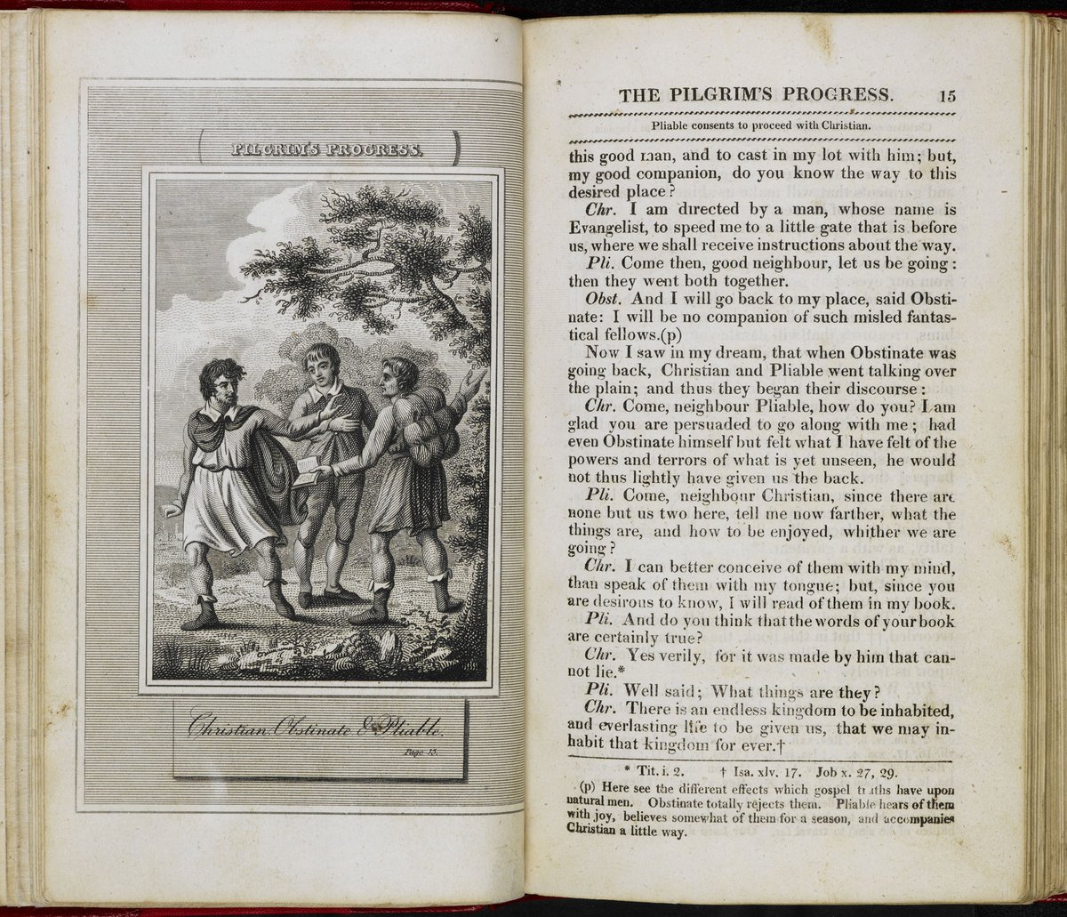 Here is The Pilgrim's Progress itself. Written mostly by John Bunyan while in Bedford Gaol, it tells the story of Christian and his journey from The City of Destruction (representing Earth) to the Celestial City (representing Heaven). https://www.bl.uk/collection-items/the-pilgrims-progress-by-john-bunyan