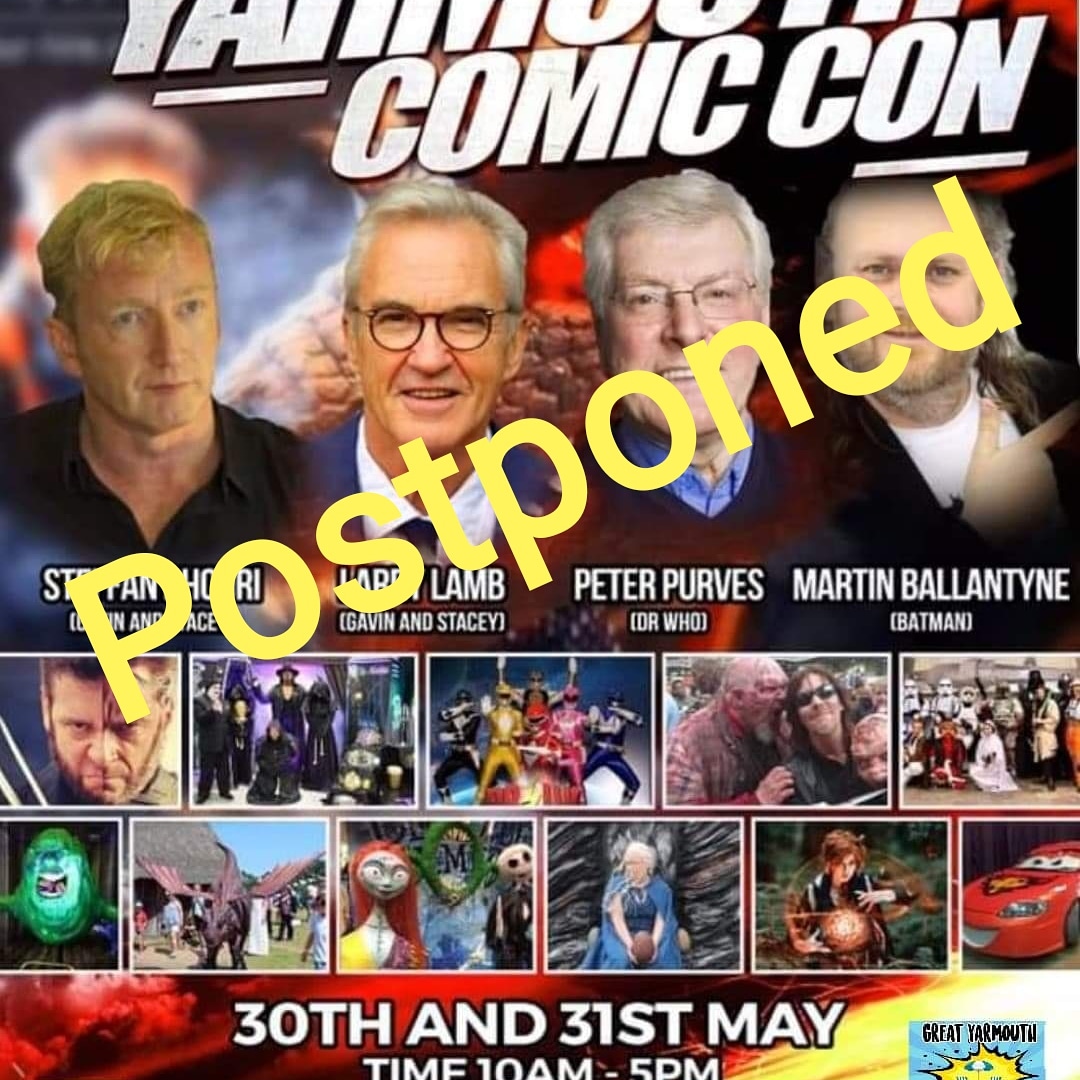 great_con's tweet photo. Very sad to have to announce Great Yarmouth Comic Con 2020 is postponed but safety comes first.

Full details:
https://t.co/lVFaTEN01m https://t.co/7PuTawxFxW