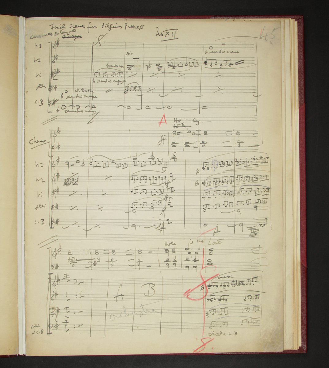 Finally, here is Ralph Vaughan Williams' music for a production of the Pilgrim's Progress. The dramatisation was written by Mrs Hadley and Miss Ouless, and it was first performed in 1906.This manuscript is in the composer's own hand. https://www.bl.uk/collection-items/vaughan-williams-music-for-the-pilgrims-progress