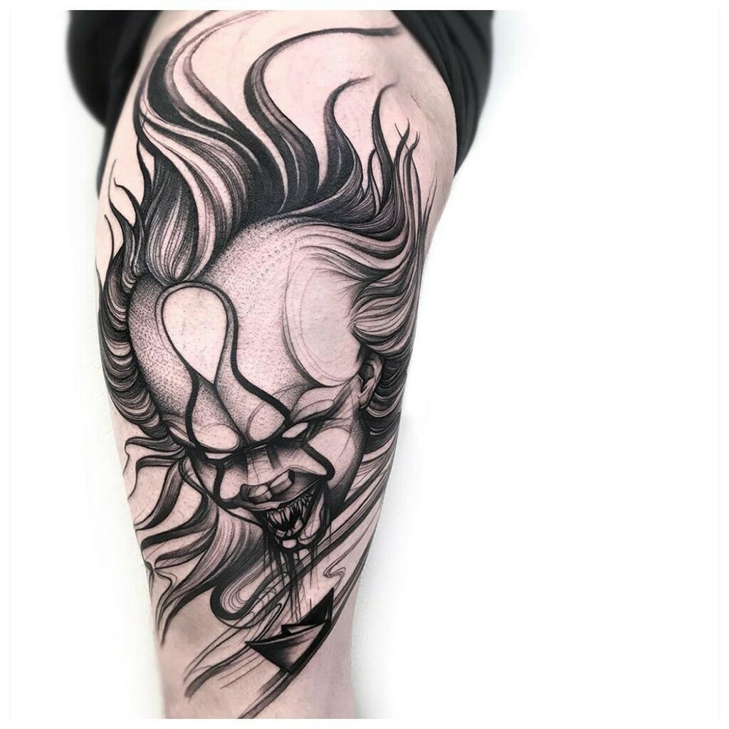 18 Brutal Pennywise The Clown Tattoos That Will Give You The Creeps   Tattoodo