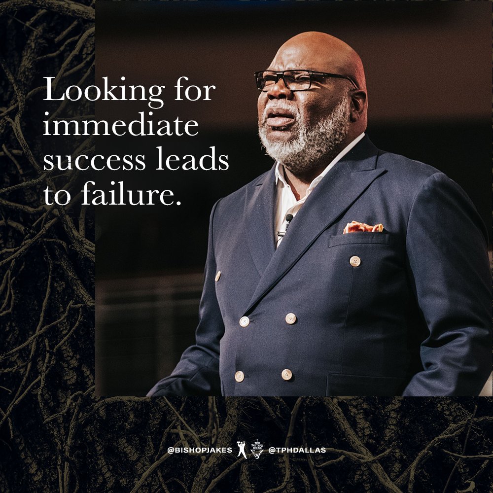 Since success is connected to the process, we must have the patience to reach our full potential. Endurance is necessary to do God’s will and to receive what He’s promised (Hebrews 10:36).

Watch #StabilityAndFruitfulness: YouTube.com/TDJakesOfficial

#TPHOnline #WNBS