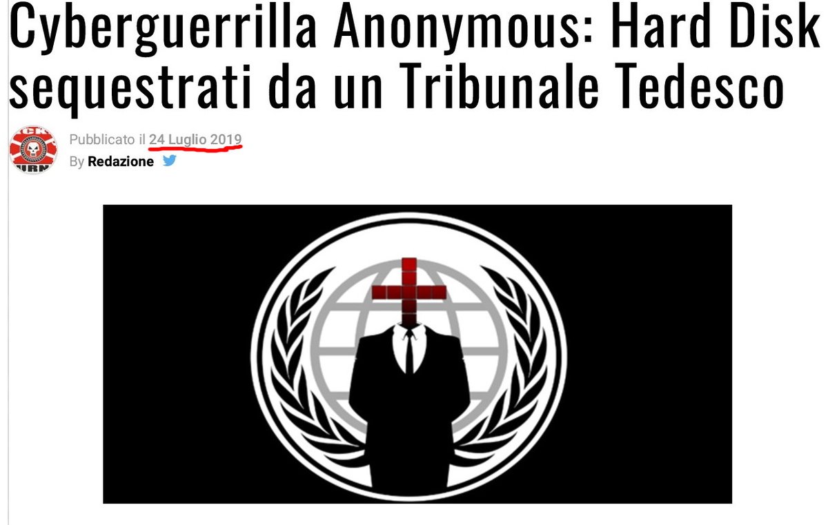 Gli hard disk con i doc #IntegrityInitiative #EuCluster pubblicati dai #Cyberguerrilla Anonymous sono in #Germania perchè sequestrati da un tribunale tedesco...(2019)
cyberguerrilla.info
hackerjournal.it/3481/cyberguer…
