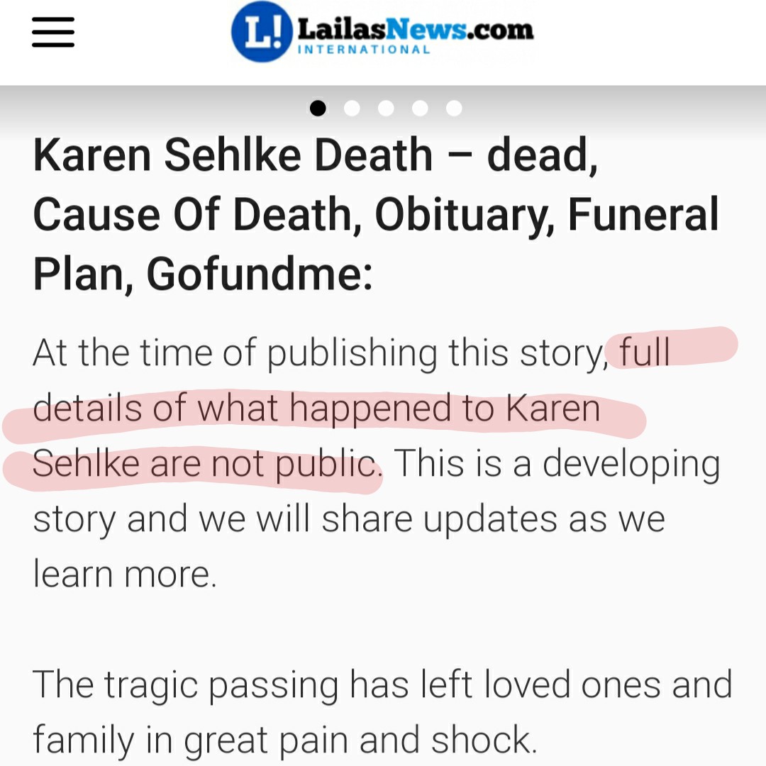 What's troubling about the way reports of Karen's COVID-19 death are being handled by family & friends is their censorship, the deception. Though it was initially stated on their Gofundme the cause of death was COVID-19, it's been deleted & now reported as cause of death unknown: