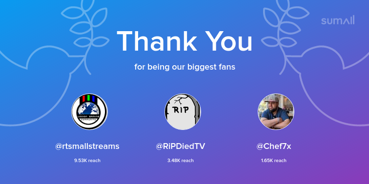 MixrMr's tweet photo. Our biggest fans this week: rtsmallstreams, RiPDiedTV, Chef7x. Thank you! via https://t.co/Nro4a2g1GB https://t.co/TIRQbpxVCN