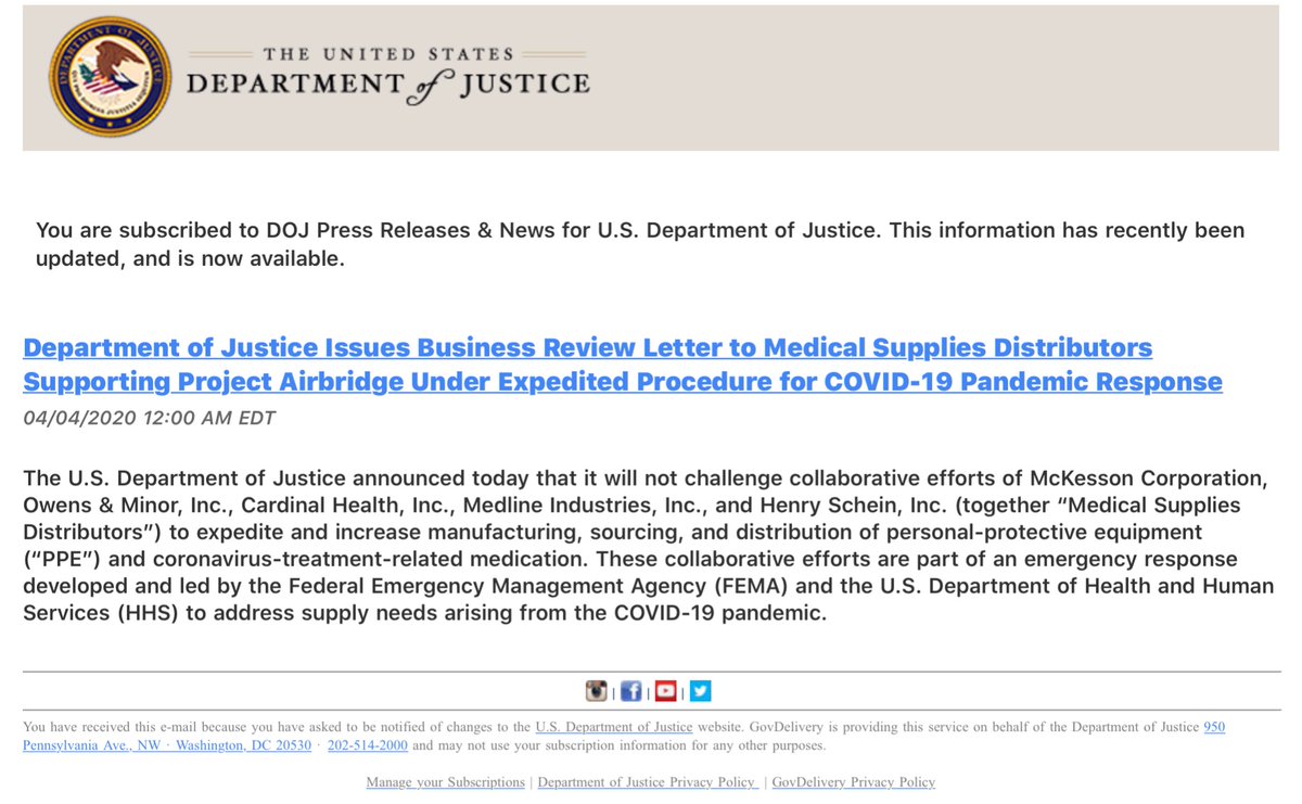 Remember look back at WHO and WHAT Companies Trump paraded out And these CEOs willingly let Trump use them as his disinformation propaganda props.The pay off? Today’s DOJ letters I’m done - unplugging & praying for this shit to end https://twitter.com/File411/status/1238568628234174466?s=20