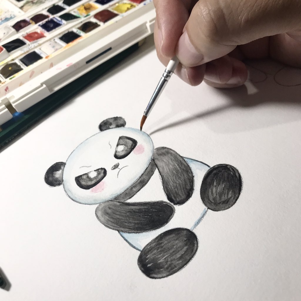 Sabadão produzindo ilustrações em aquarela #aquarela #ilustrador #ilustracion #ilustraçãoinfantil #panda