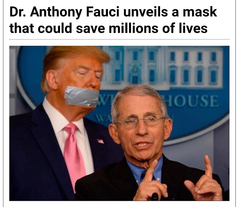 AlvarezHashi's tweet photo. This is a mask that not only keeps the virus contained inside that idiot that brief's us, but it also manages to eliminate nearly all lying! 

#OneVoice1 #wtpTEAM

#ItsAMiracleAndIsCheapToo
#FauciMask https://t.co/mUGLHFBkMw