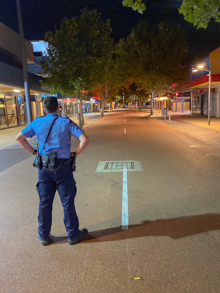 PerthPol's tweet photo. James Street, Northbridge at midnight on a Saturday night with not a single person on the street. 
#COVID19Aus #StayAtHome #fb https://t.co/7Dtex3QEHD