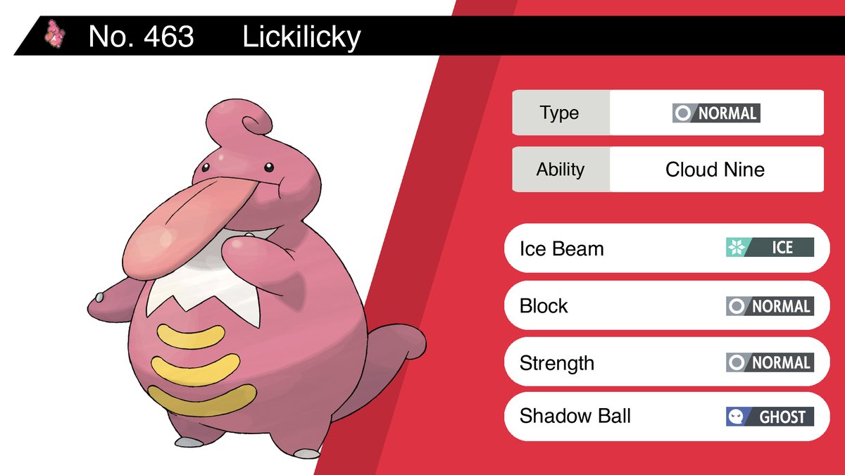 Random Pokemon Bot Lickilicky Ability Cloud Nine Moves Ice Beam Block Strength Shadow Ball Pokemon Lickilicky