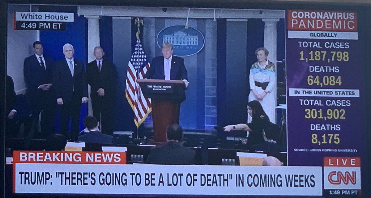 nasadol's tweet photo. #CDC finally recommends we mask up in public and stay 6 feet away from others. And still this is the news conference formation. Time to lead by example guys! #SixFeetApart #MaskUp #leadbyexample https://t.co/CCQfOBruLV