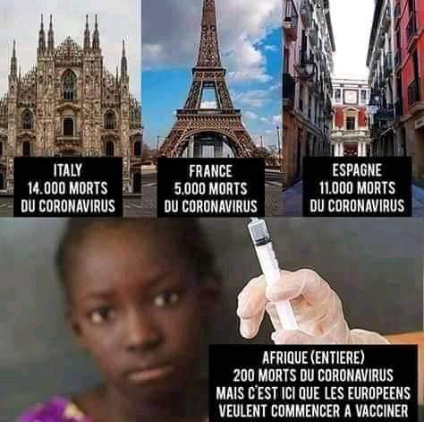 BeaNdifor's tweet photo. The west has the highest deaths on #COVID2019. To those #FrenchDoctors who want to test their vaccine in #Africa please do it in #Italy #France and #Spain #Africa is not a place for yr experiments.We are not #GuineaPigs @WHO @hrw @EmmanuelMacron @BBCAfrica
@PunchlineAfric @USUN https://t.co/gALoa61ZSn