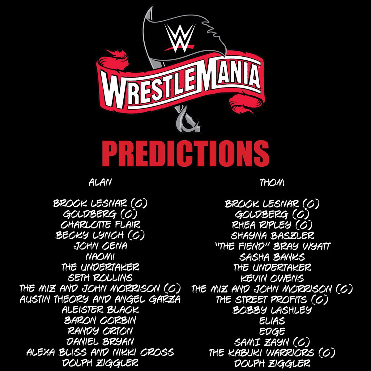 #TheBroKast (<a href="/alanross84TBK/">Alan</a> and <a href="/Mr_MMAction/">Thom (@TheBroKast)</a>) #WrestleMania Predictions #WWE #WrestleMania36 #RAW #SmackDown #NXT