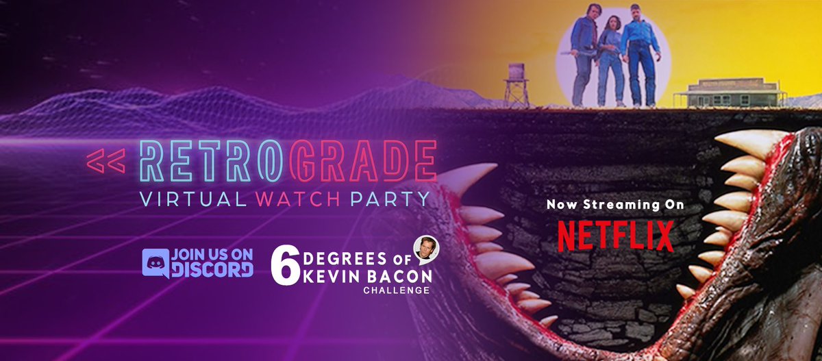 There's a 𝐕𝐈𝐑𝐓𝐔𝐀𝐋 𝐖𝐀𝐓𝐂𝐇 𝐏𝐀𝐑𝐓𝐘 every Saturday night at 8:00 -- #TONIGHT, we're tuning in together to see 𝐓𝐑𝐄𝐌𝐎𝐑𝐒 (1990)!
Details at countytheater.org/films/tremors.
4/4 - Retrograde: Tremors (1990) 
4/11 - Retrograde: Monty Python's Life of Brian (1979)