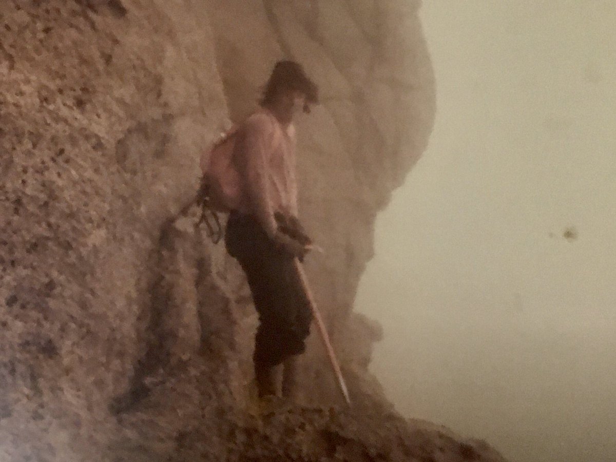 Later in 1976, a late spring assault on Longs Peak, Lady Washington, and Mount Meeker, Rocky Mountain National Park. Without the ice axe & crampons I would have died on the traverse to Meeker. Stopped a slide on snow covered ice. We settled for two out of three & called it a day.