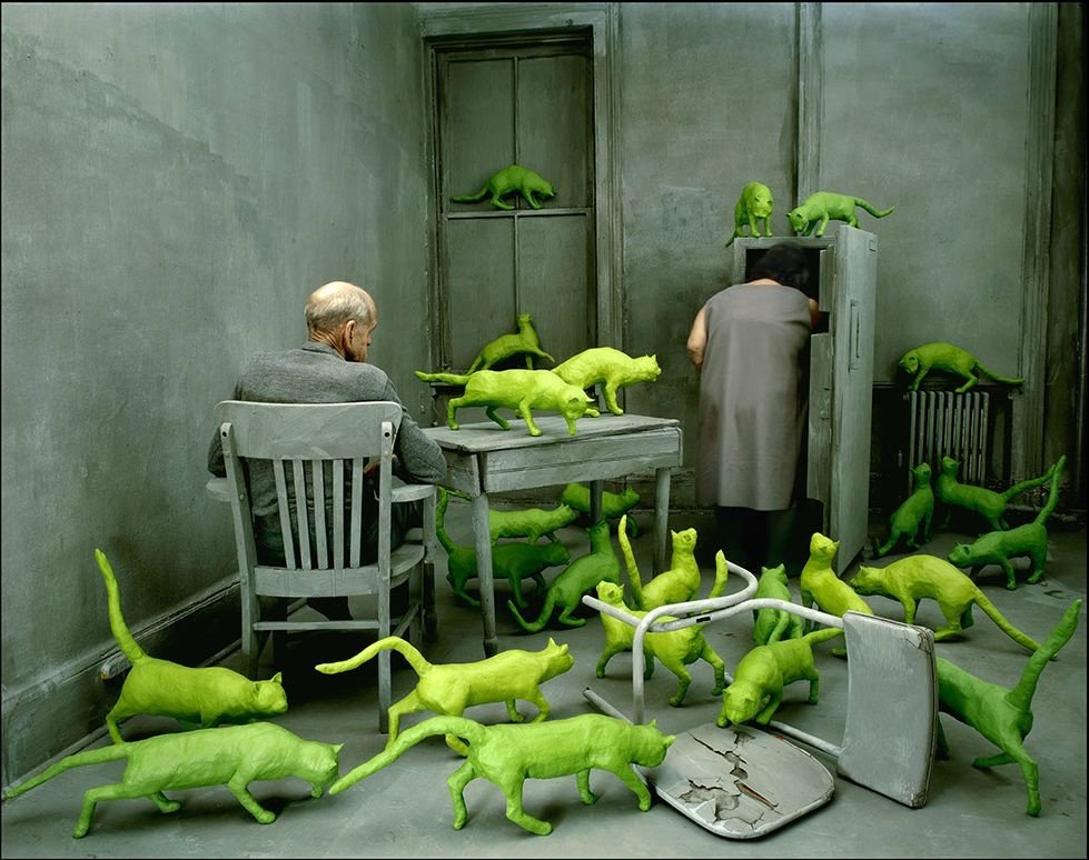 Sandy Skoglund (1946)Cette artiste américaine réalise des photos totalement décalées et psychédéliques, créant des décors et des sculptures de toute pièce.