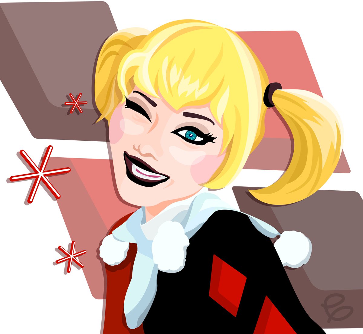 cmasoncreations's tweet photo. I recently made this portrait of @kevinsmithchan in her harley cosplay. I hope to have a whole series of these before i return to my day job 
#harleyquinncosplay #fanart #adobeillustrator #chicagoartist https://t.co/Yq12P6jfOB
