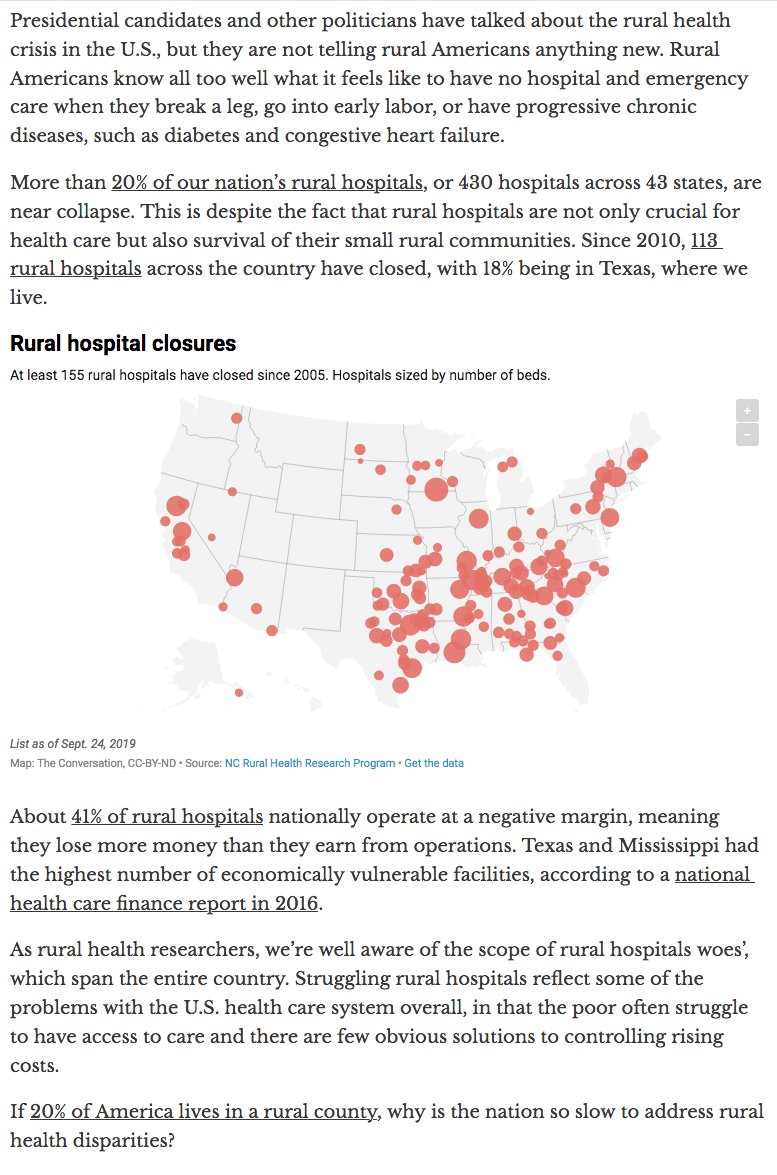 The highest rates of death for COVID-19+ patients in the USA will likely end up being in our rural counties. States that didn't expand medicare through the ACA will be the hardest hit. The rural health care system in the USA is completely broken. Some counties without hospitals!